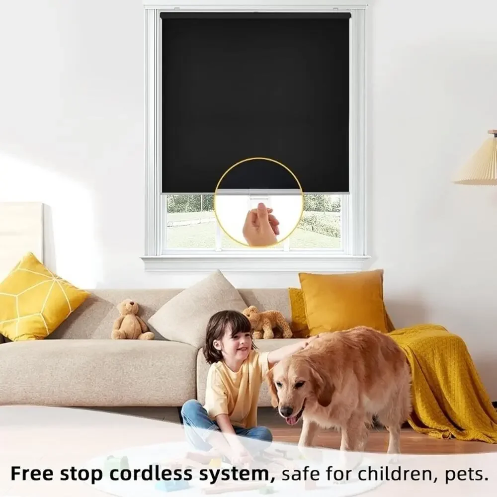 Blackout Roller Blinds, Cordless Thermal Shades, 47